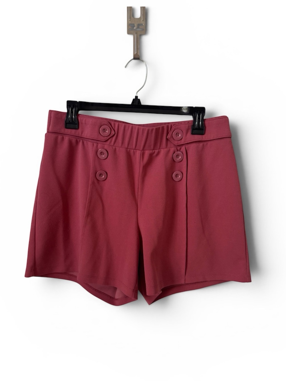 High-Waist Button Front Shorts in Rosewood